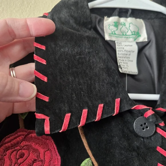 QUACKER FACTORY XS Black Leather Jacket Embroidered Biker Romantic Western NWT - Picture 9 of 14